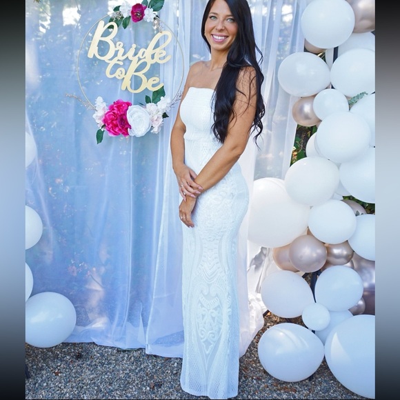 Lulus Magnificent Love White Sequin Strapless Maxi Dress - Picture 5 of 11